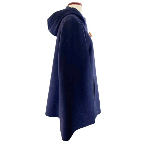 J CREW Toggle Closure Wool Cashmere Cape Coat Dark Navy in Size S/M - Picture 6 of 9